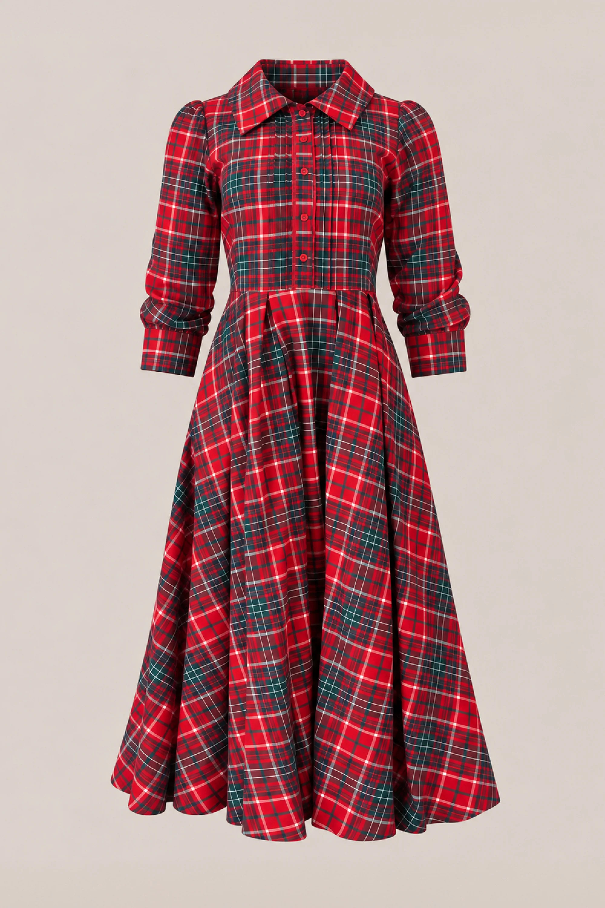 Amber Long Sleeve Dress in Christmas Cheer Plaid 10 | Ivy City Co