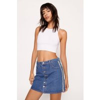 Denim Button Front Diamante Trim Mini Skirt | Debenhams UK