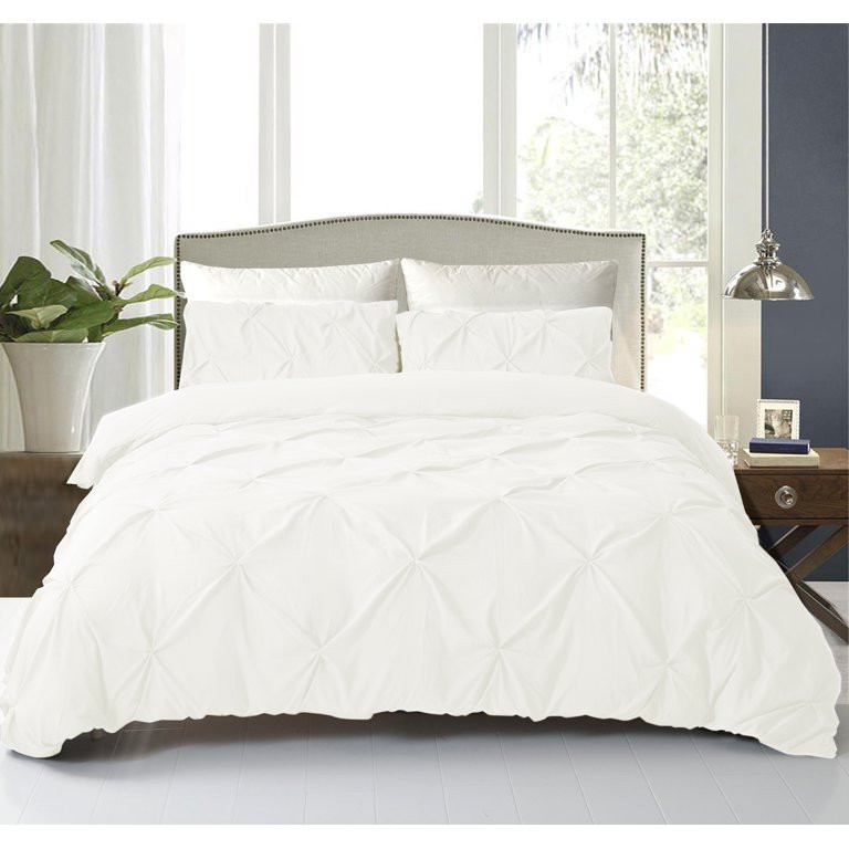 NC Home Fashions 3-Pieces Pinch Pleated Duvet Set Cover, King- with Zipper & Corner Ties-USE for ... | Walmart (US)