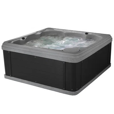 Inland™ 5-6 Person Lounger Plug and Play Hot Tub Spa with 24 Hydrotherapy Jets, Stainless Steel Heater, Digital Control, LED Lighting, Insulated Cover | Wayfair North America