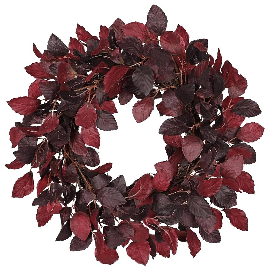Artificial Fall Leaf Wreath for Front Door – 20" Autumn Wreath with Lifelike Fagus Sylvatica Fo... | Amazon (US)