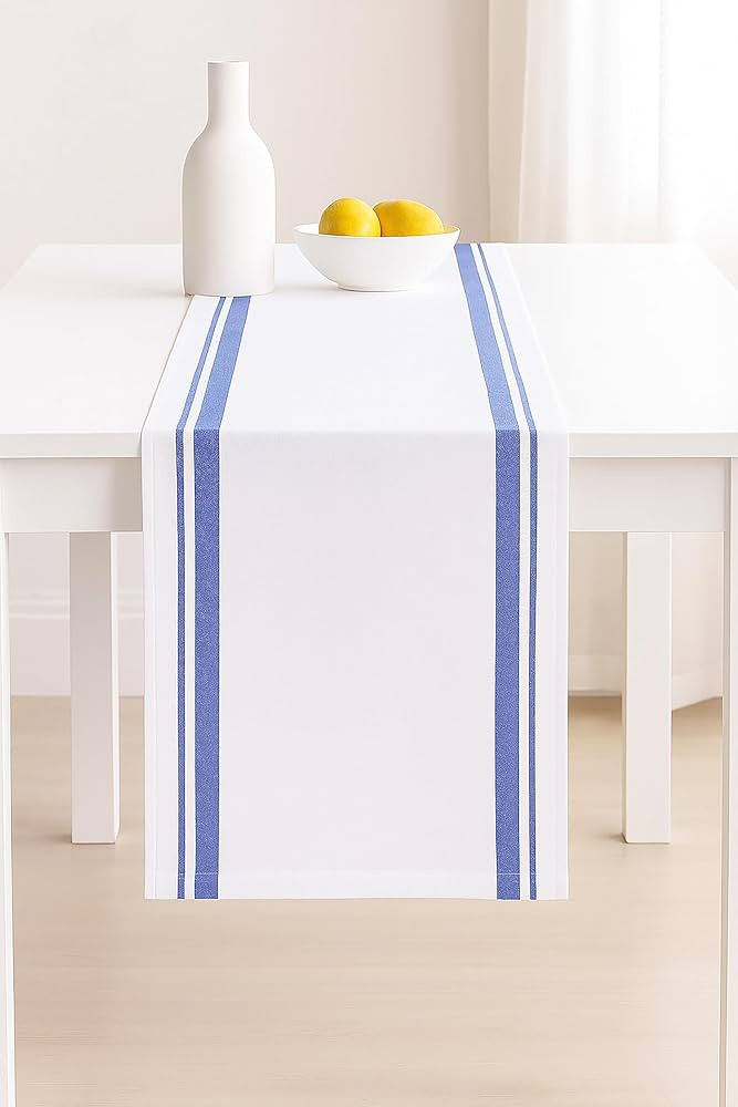 PurpleEssences French Striped Table Runner 72 inches Long Stripe Runner 14 x 72 Inch 100% Cotton ... | Amazon (US)