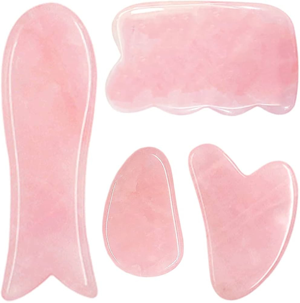Domika Gua Sha Scraping Massage Stone,4pcs Handmade Rose Quartz Guasha Board Traditional Scraper ... | Amazon (US)