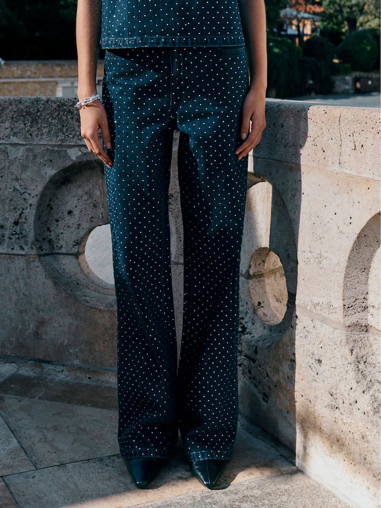 Rinse Blue Embellished Wide Leg Jeans | Next EU