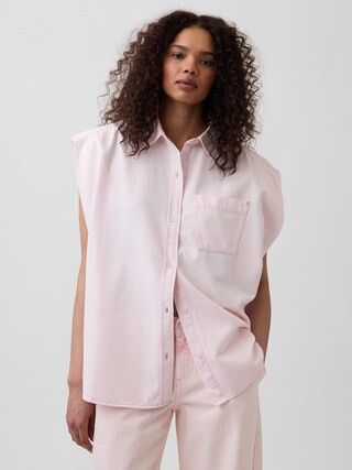 Gap × HFR UltraSoft Denim Wide-Shoulder Shirt by Nicole Benefield Portfolio | Gap (US)