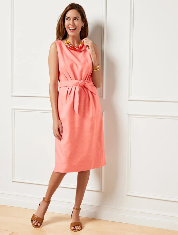 Sharkskin Linen Dress | Talbots