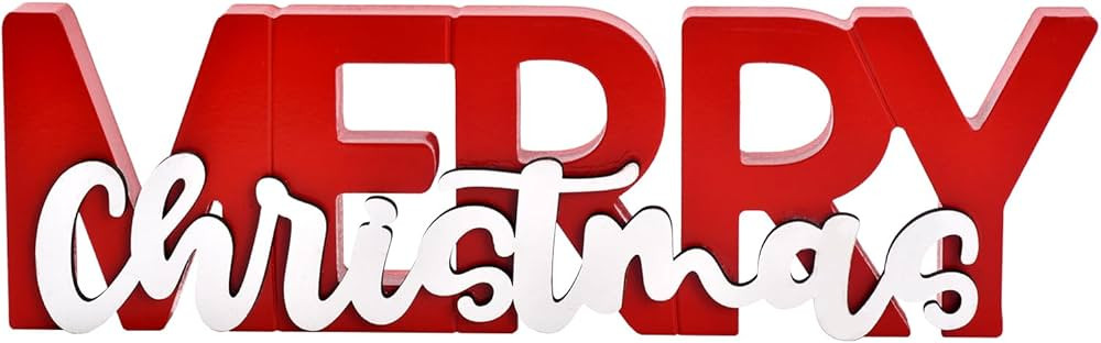 GHOSTMAGIC Merry Christmas Sign, Wooden Christmas Decoration Signs, Merry Christmas Wood Cutout, ... | Amazon (US)