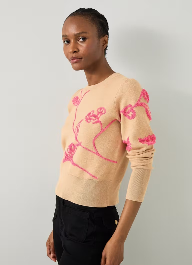 Henrietta Camel & Bright Pink  ECOVERO™ Jumper | L.K. Bennett (UK)