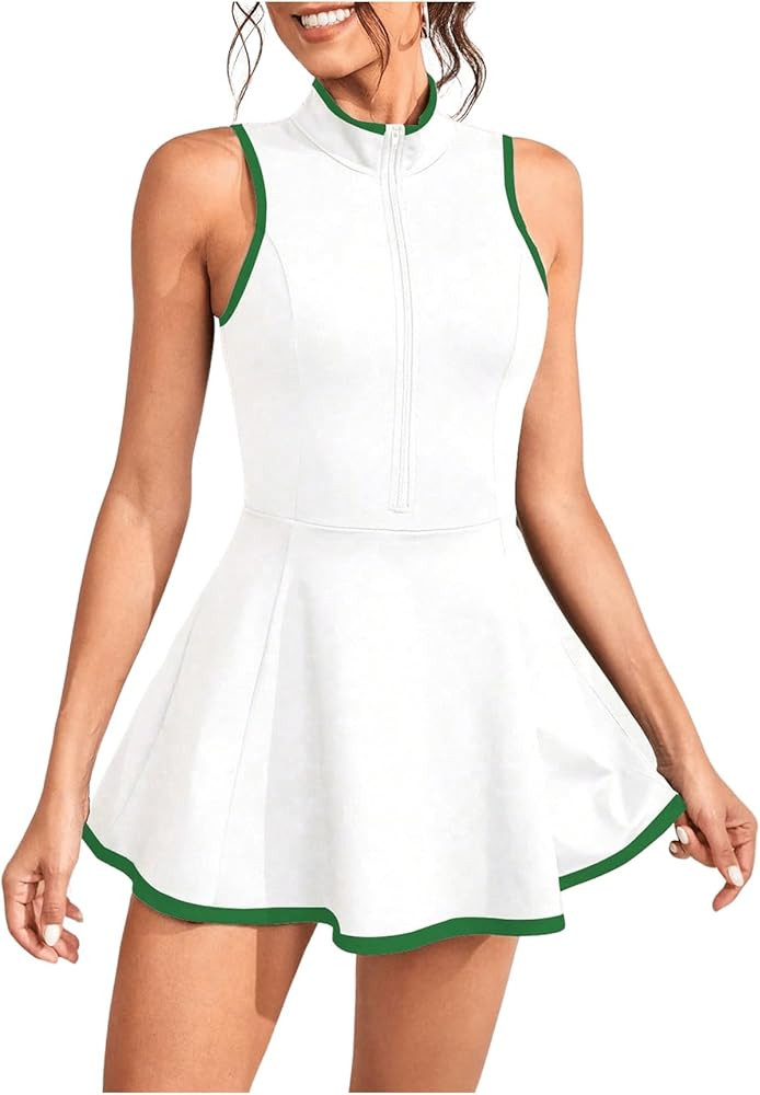 Floerns Women's Sleeveless Tennis Dress Collared Zip Up Athletic Golf Dresses | Amazon (US)