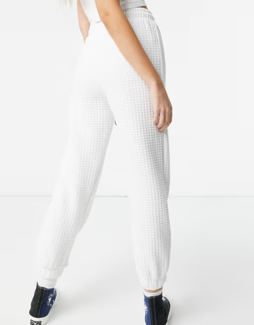 Bershka waffle sweatpants in white | ASOS (Global)