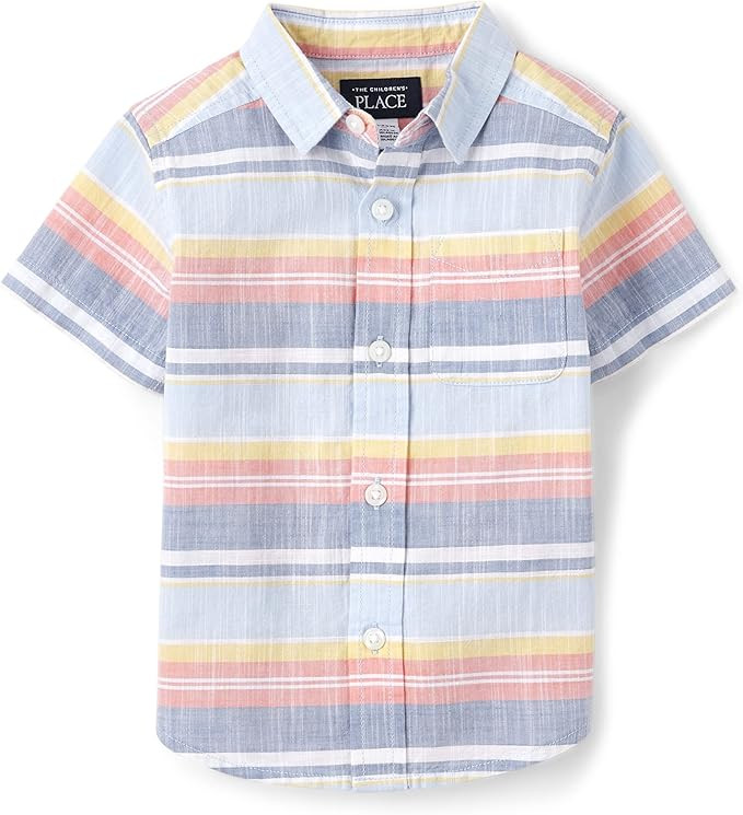 The Children's Place boys Short Sleeve Button Up Shirt | Amazon (US)