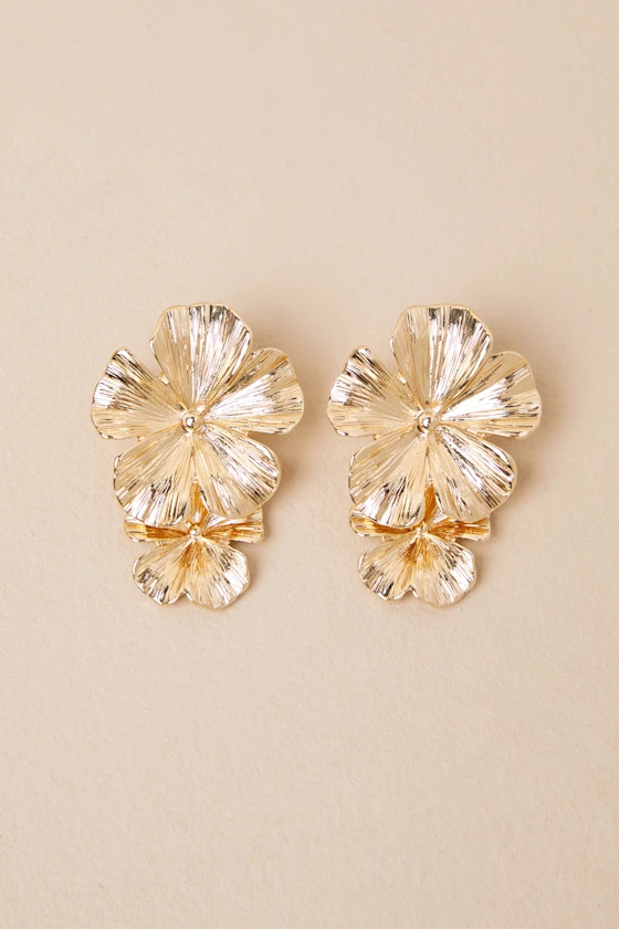 Aster Gold Flower Statement Earrings | Lulus