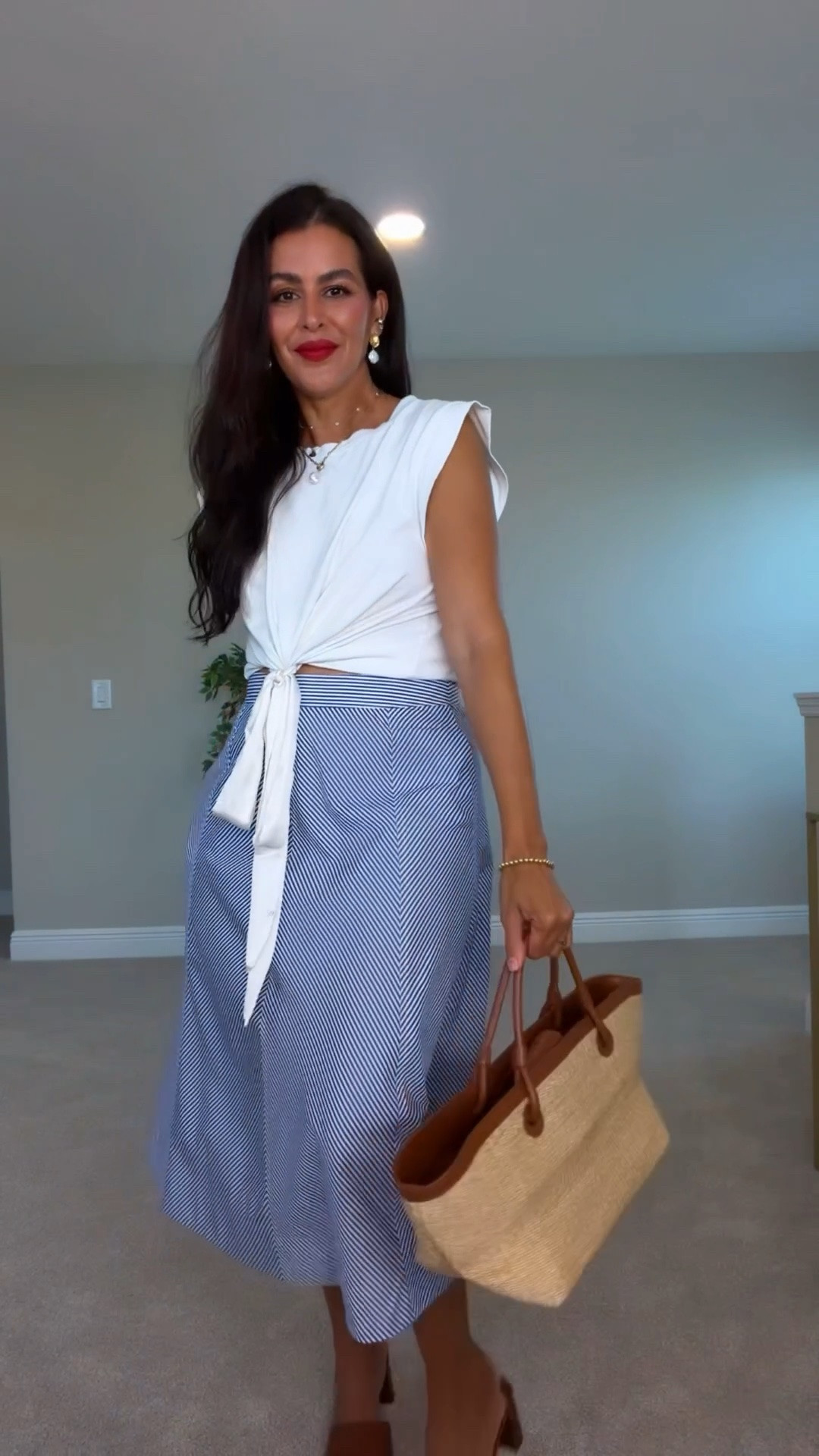 Wearing a size 4  in the skirt, size medium, and a T-shirt. Size L in the white button-down and size small in the blue top.
Shoes are true to size wearing at 9.5.
Scarf is about 2 inches wide and about 77 inches long perfect for summer

Summer Max’s skirt, casual outfits, the perfect summer skirt, medium skirt, striped skirt, red, white, and blue, Fourth of July outfits, white T-shirts, style tips, 
@ralphlauren @Tuckernuck @analuisa ￼@Macys ￼

#LTKootd #LTKOver40