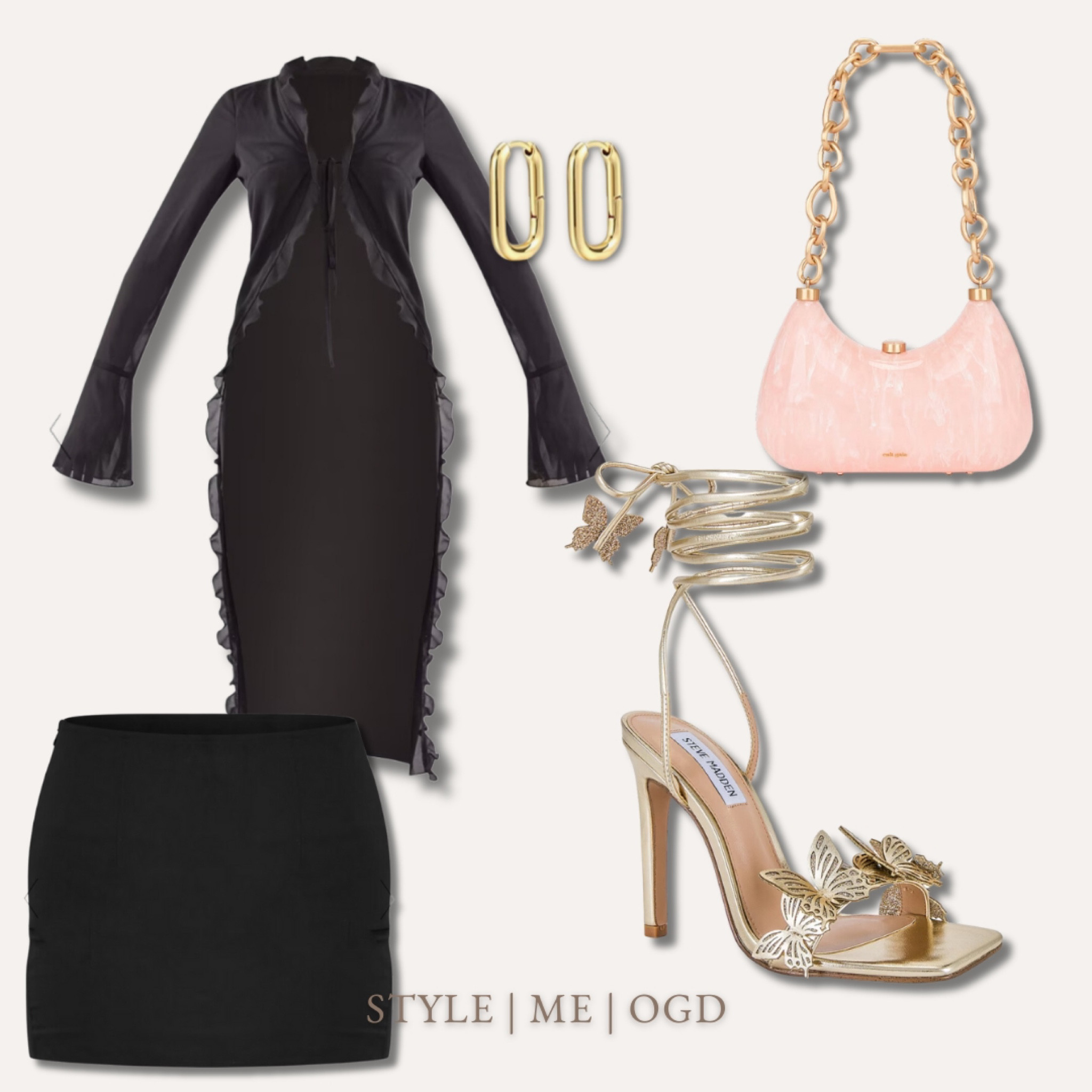 Black outfit for women, skirt set for women, gold jewlery

#LTKunder50 #LTKstyletip #LTKFind