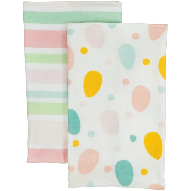 Northlight Set of 2 Pastel Stripes and Easter Eggs Kitchen Tea Towels 26" | Walmart (US)