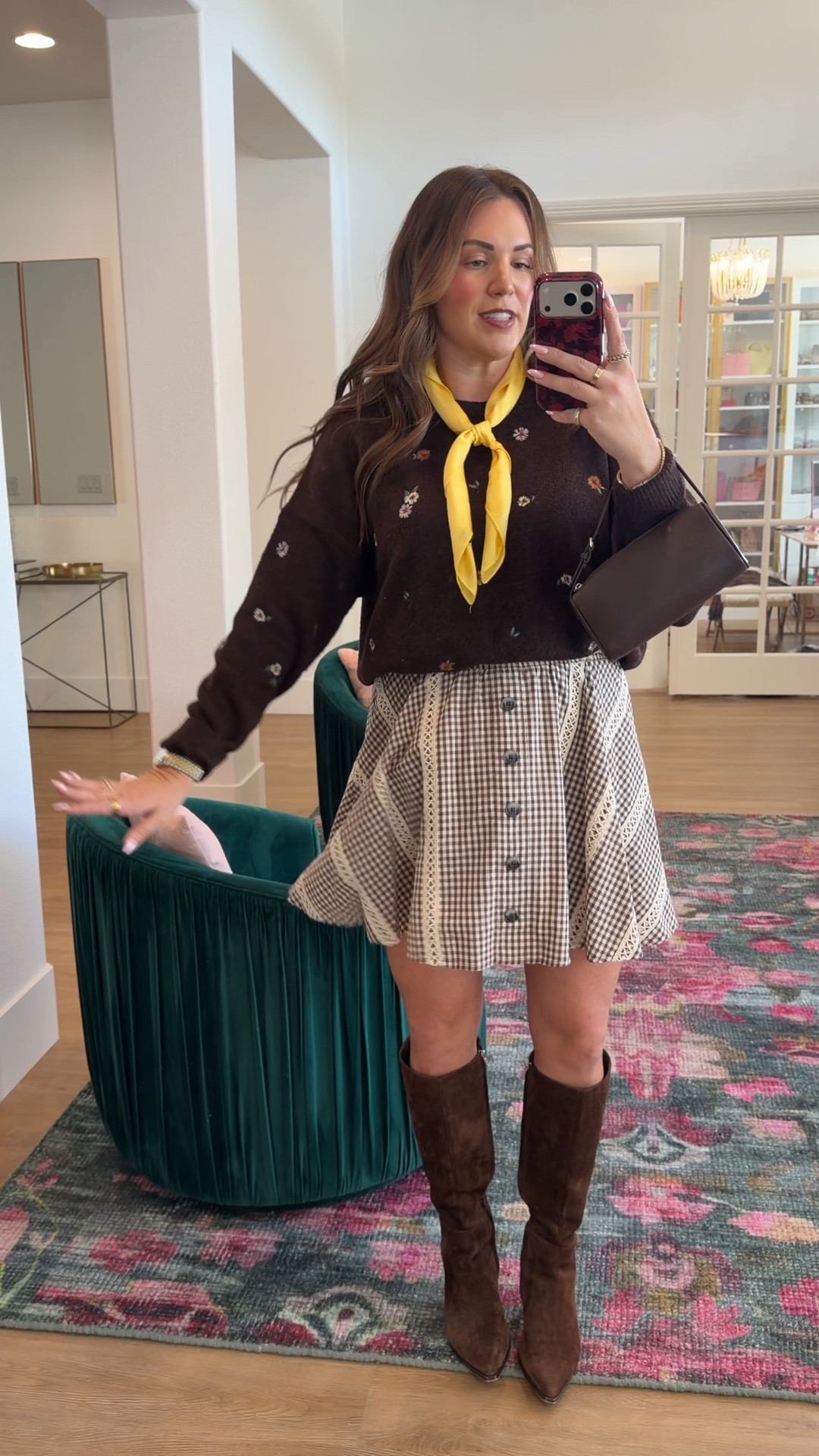 curvy midsize fall look! would be so cute for family photos. has matching mini sizes! wearing medium in brown floral sweater + brown plaid skirt

#LTKSeasonal #LTKSaleAlert #LTKMidsize