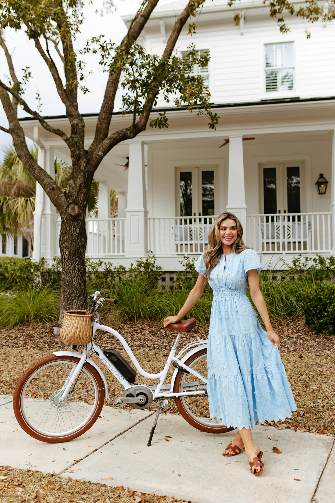 Sky Eyelet Cinched Waist Midi Dress | Sail to Sable