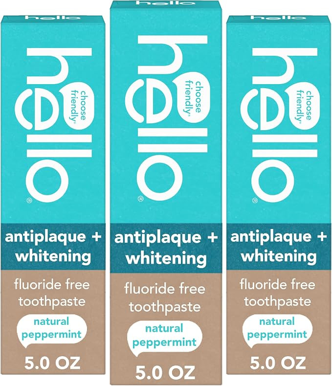 Hello Antiplaque and Whitening Fluoride Free Toothpaste, 5 Oz Tube, Whitening Toothpaste with Nat... | Amazon (US)