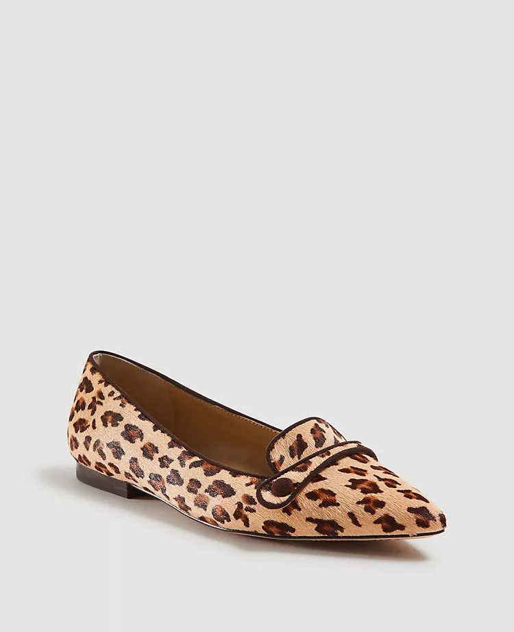 January Leopard Print Haircalf Button Flats | Ann Taylor | Ann Taylor (US)