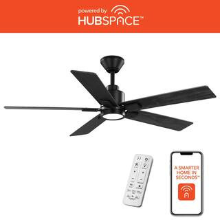 Hampton Bay Zandra II 52 in. Smart Indoor/Outdoor Matte Black Ceiling Fan with Light Kit and Remo... | The Home Depot