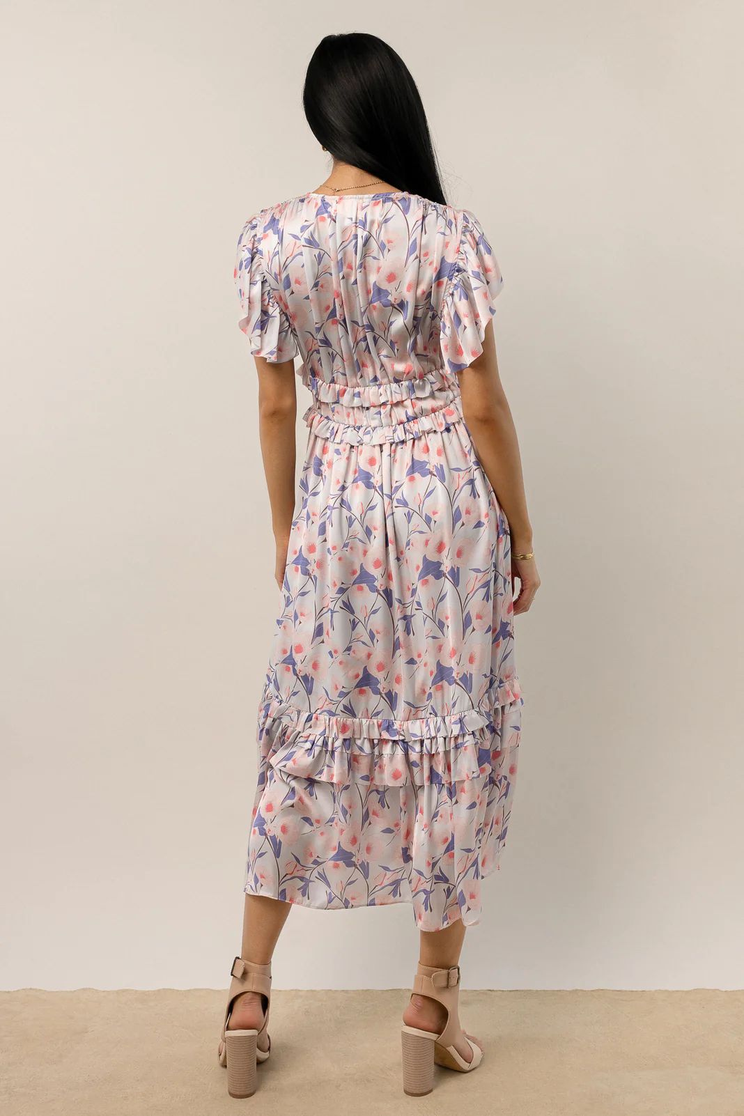 Willa Ruffle Dress in Pink Floral | Bohme
