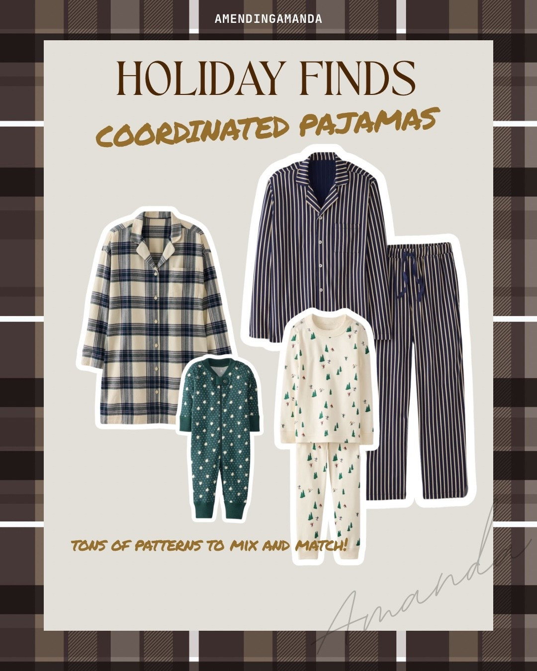 Found the cutest matching/coordinated holiday pajamas for the fam. I love to have pieces that complement each other like this, but you can mix and match OR do all matching. Linking a ton of colors/patterns that I was debating on!


#pajamas #holidaypajamas Christmas pajamas, Christmas pjs, matching pjs, flannel, Christmas outfit, family pajamas 

#LTKHoliday #LTKmomlife #LTKKids