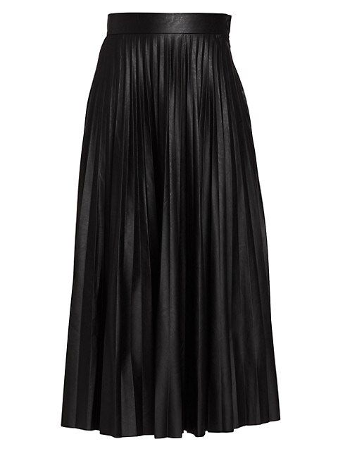 Pleated Faux Leather Midi-Skirt | Saks Fifth Avenue
