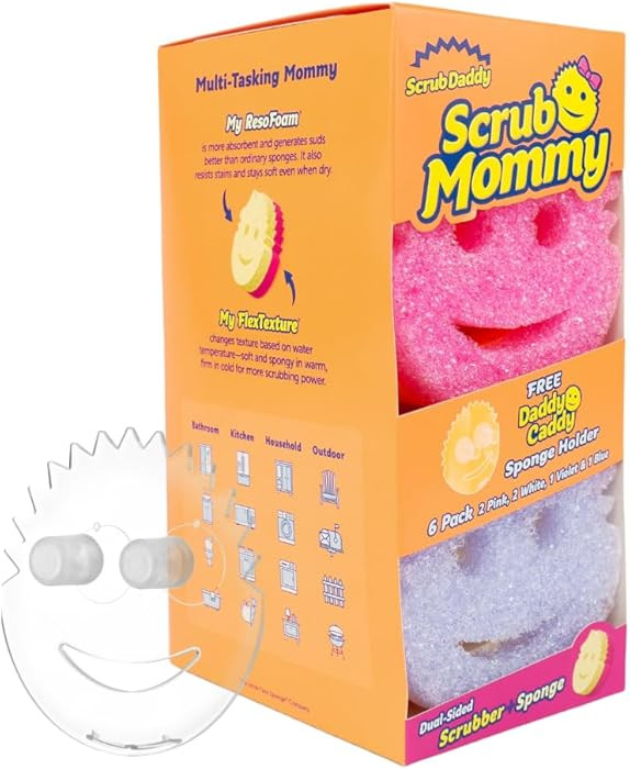 Scrub Daddy 6 Scrub Mommy Kitchen Sponges & 1 Daddy Caddy Sponge Holder - Scratch-Free for Dishes... | Amazon (US)