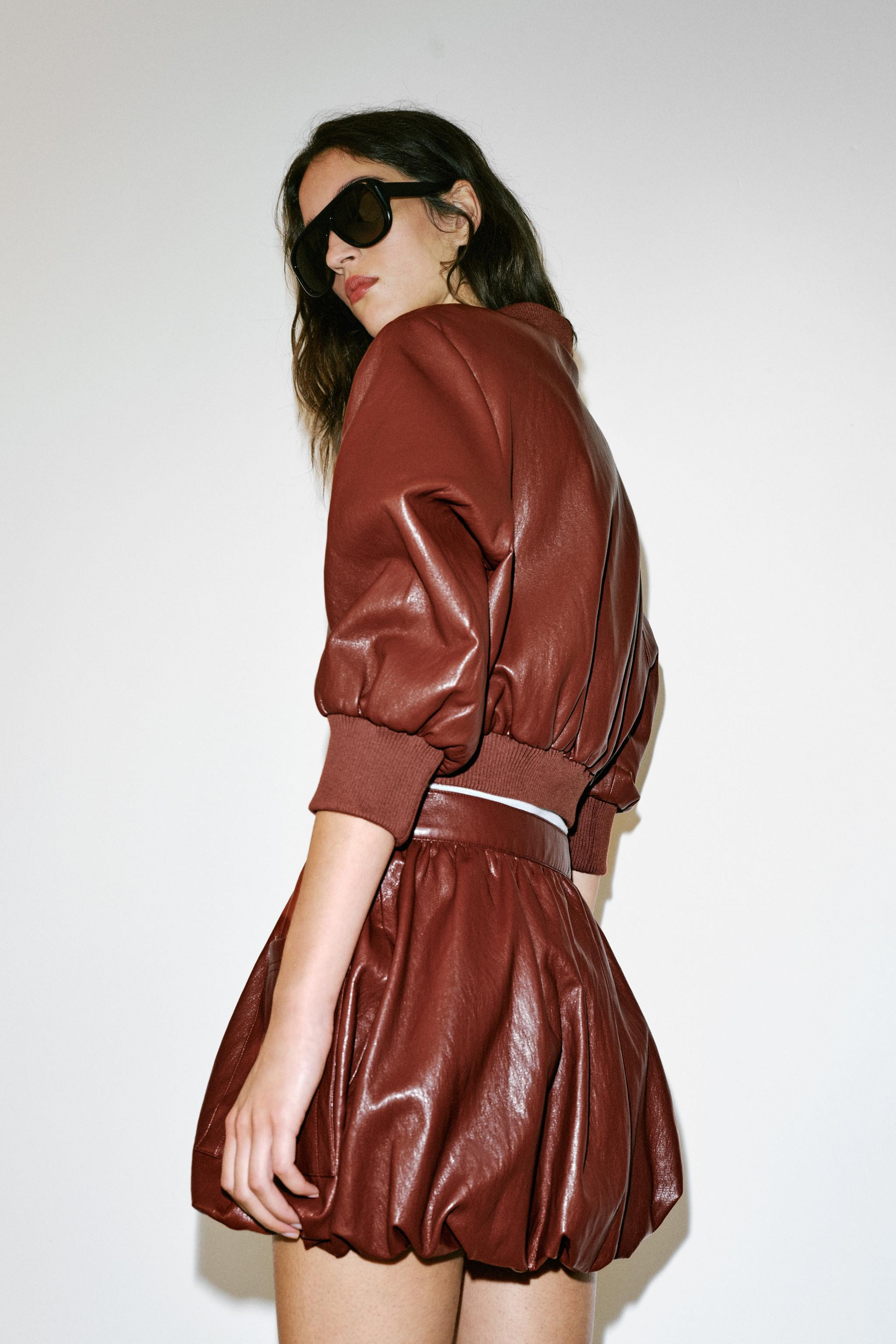 FAUX LEATHER BALLOON MINI SKIRT | Zara US