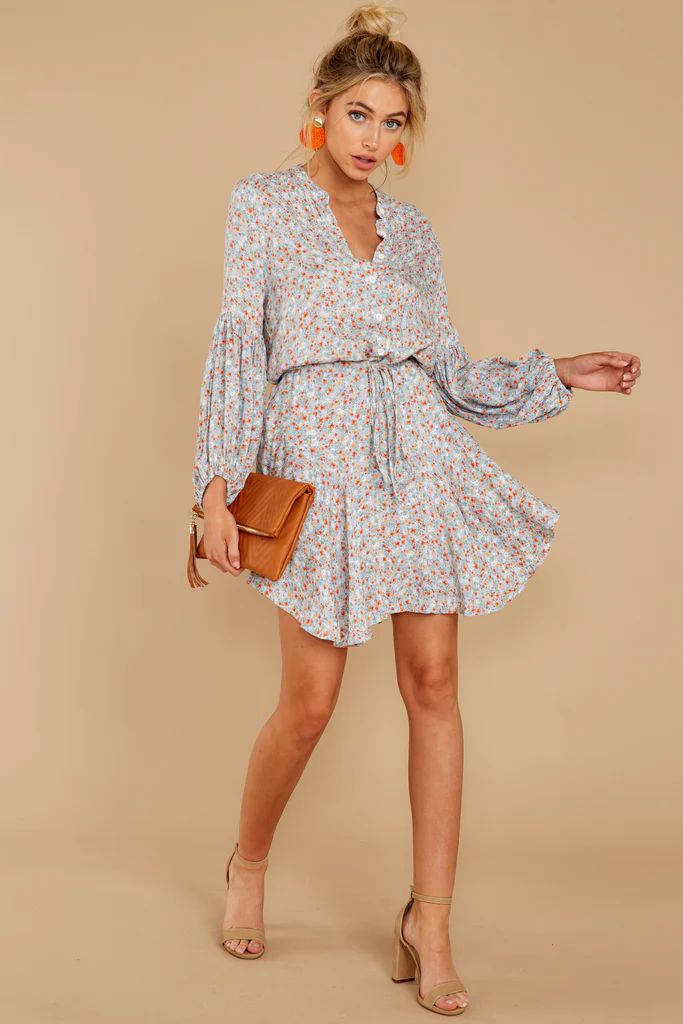 Let This Be Light Blue Floral Dress | Red Dress 