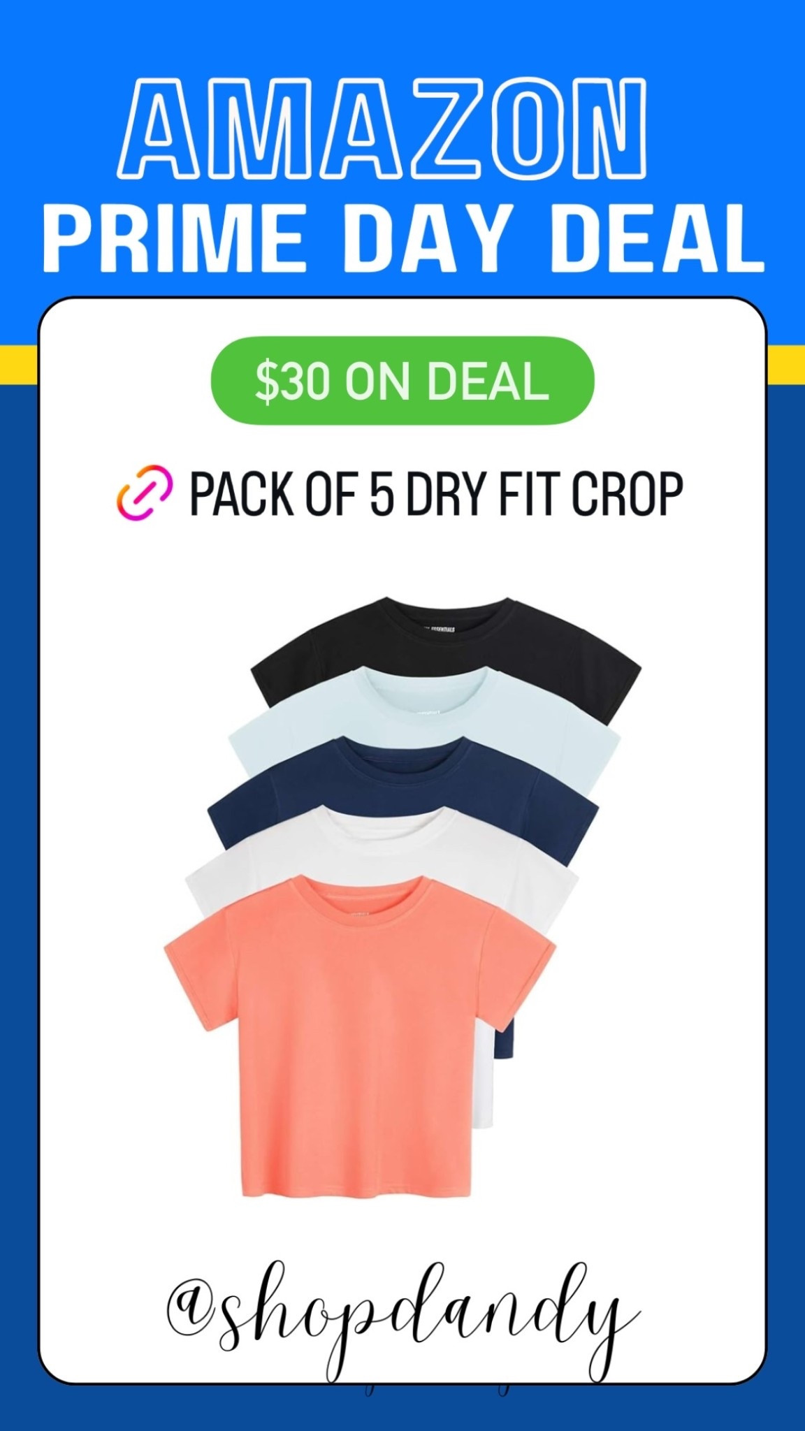 5 pack dry fit crop tees $30 ON Amazon prime day DEAL

#LTKFindsUnder50 #LTKStyleTip #LTKSaleAlert