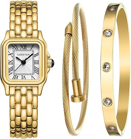 CHEETAH Women’s Gold Bangle Watch and Bracelet Set | Amazon (US)