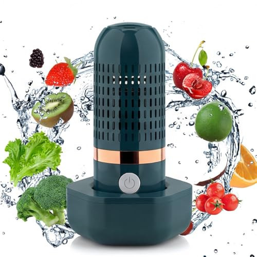 Portable Fruit and Vegetable Washing Machine, Cordless Food Purifier, USB Rechargeable Cleaner for Fruits, Vegetables, Meat, Rice, Grains, Kitchen Tableware (1, Green) | Amazon (US)