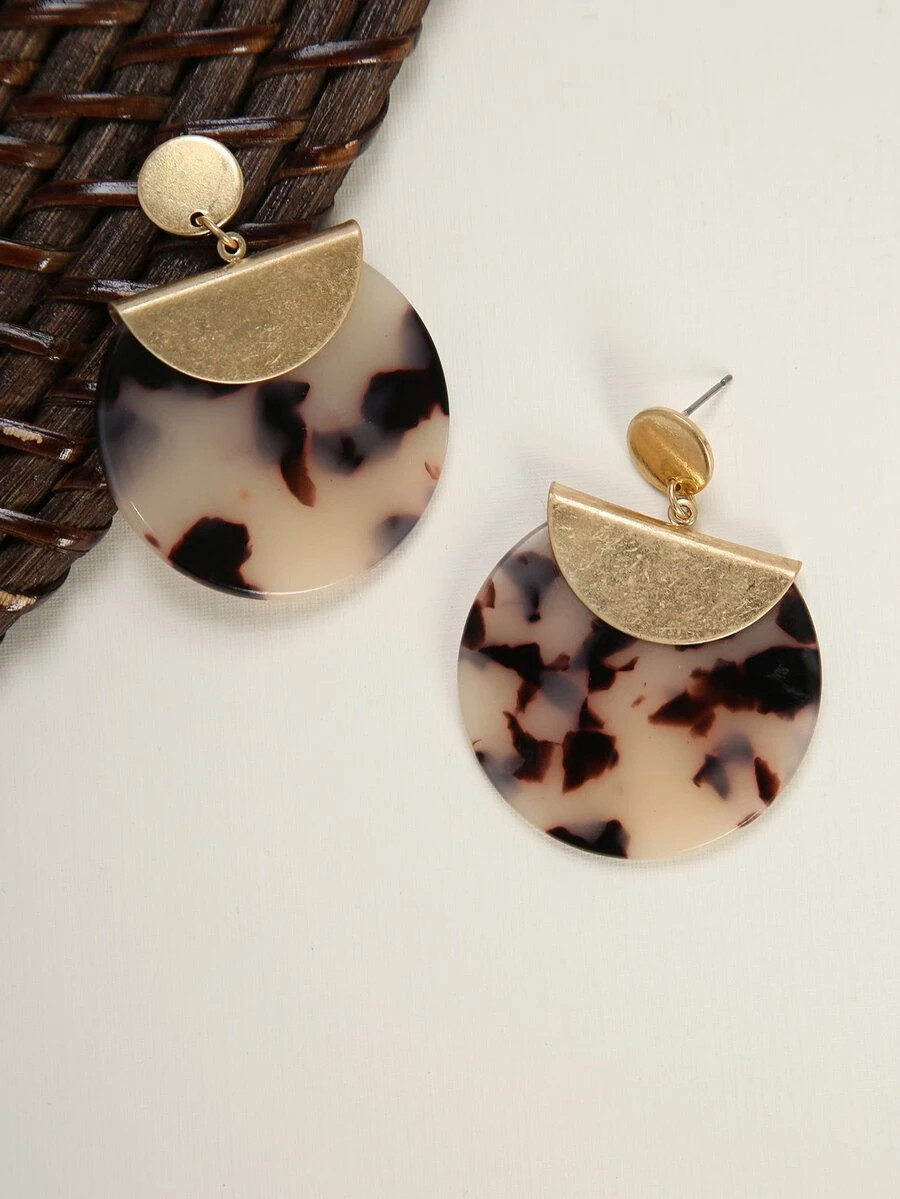 Marble Effect Round Earrings | SHEIN