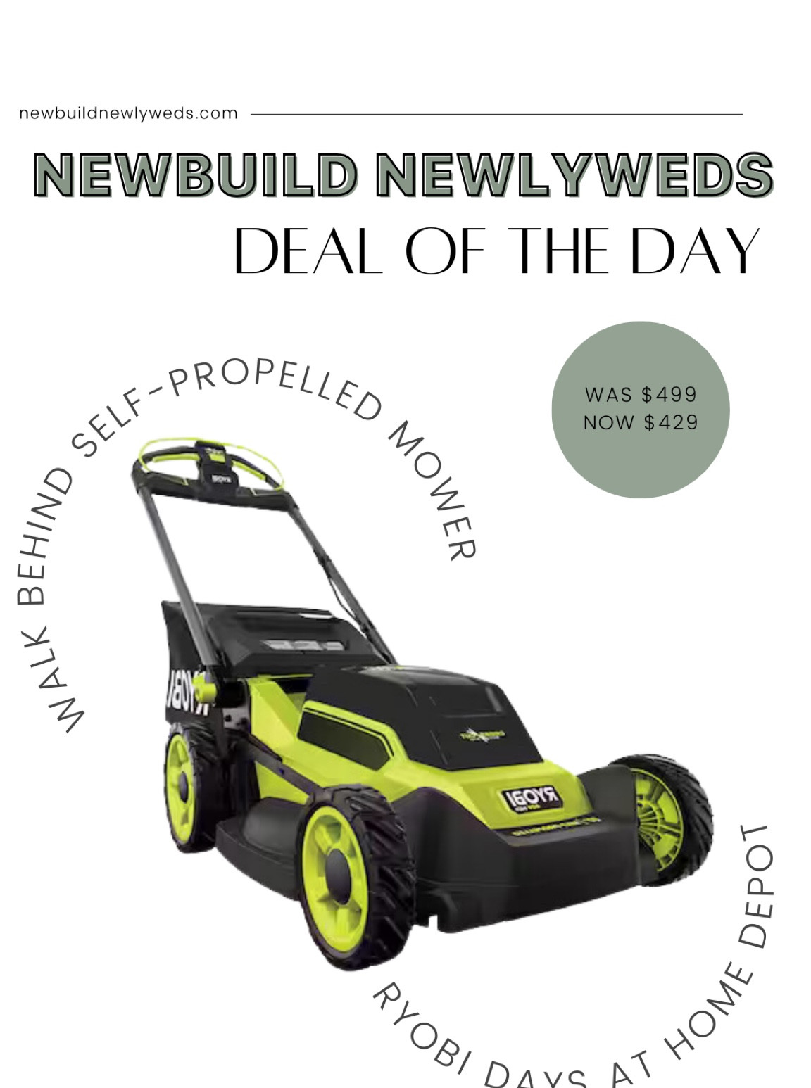The perfect Father’s Day gift!!! Snag a Ryobi Self-Propelling Lawn Mower for up to 40% off during Home Depot’s Ryobi Days sale!

#LTKMens #LTKHome #LTKSaleAlert