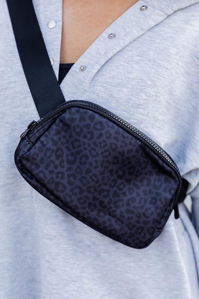 Places To Go Black Leopard Print Belt Bag DOORBUSTER | Pink Lily