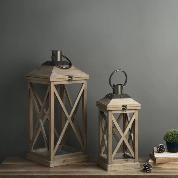 2 Piece Tall Wooden Lantern Set | Wayfair North America