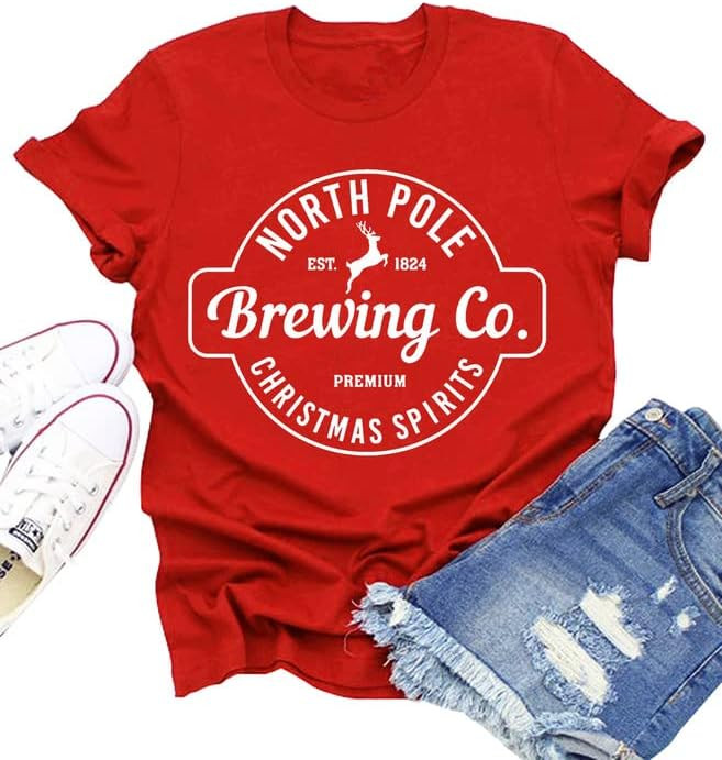 PECHAR Womens Christmas Shirt Merry Christmas Graphic Tees Holiday Shirts Short Sleeve Xmas Gift ... | Amazon (US)