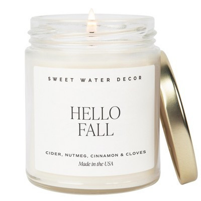 Sweet Water Decor Hello Fall 9oz Clear Jar Soy Candle | Target