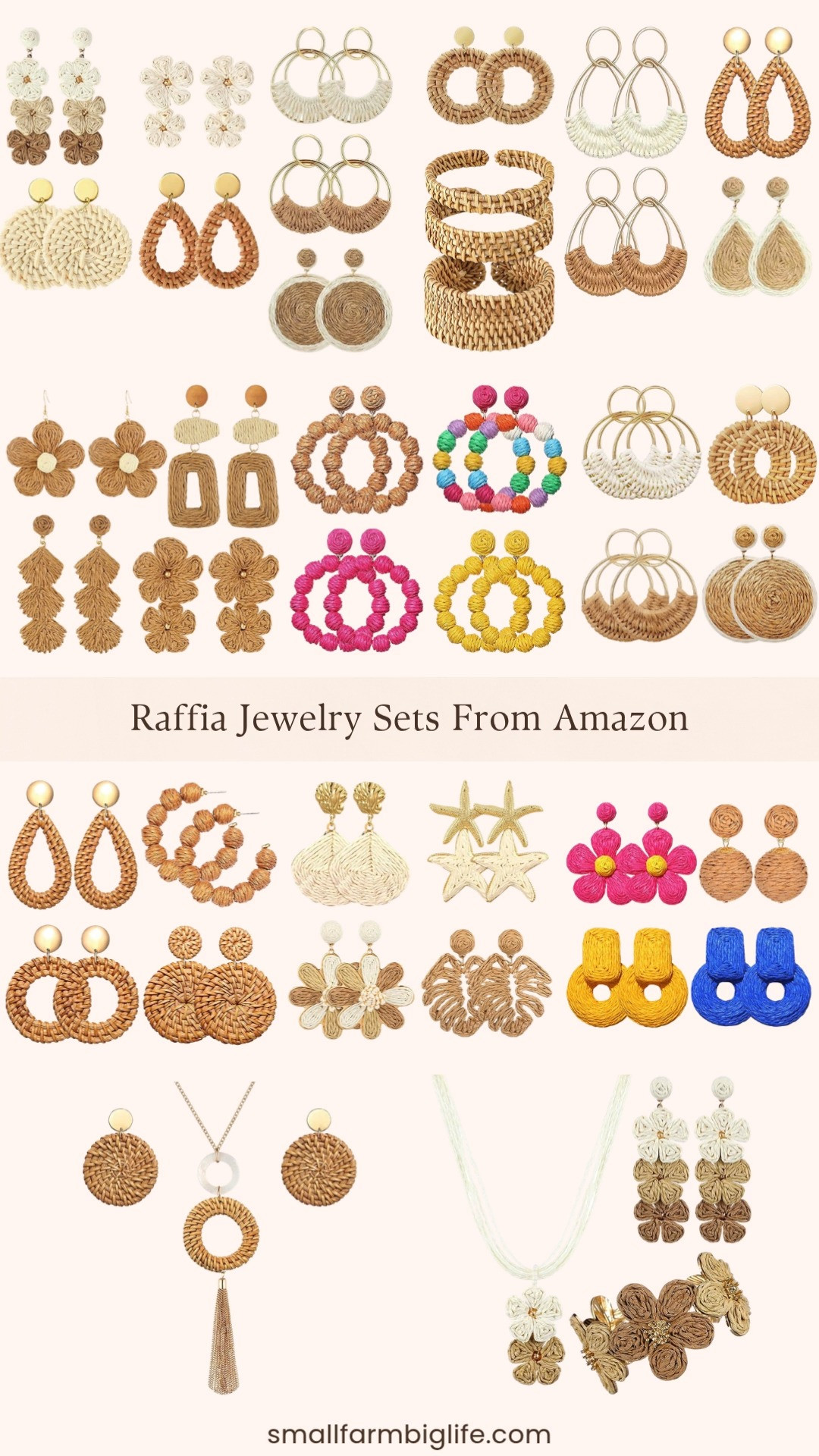 Raffia jewelry is one of my favorite summer accessory trends because it adds such a natural boho texture to any outfit and the price point on Amazon is so good. I rounded up my favorites including earring sets, bracelet and earring combinations, and full jewelry sets in natural tones, gold, and bright pops of color. These are the kind of accessories that look like you picked them up on a beach vacation and they pair perfectly with everything from a linen dress to a casual tank and shorts. Tap to shop! 

 #LTKootd #LTKSeasonal #LTKOver40