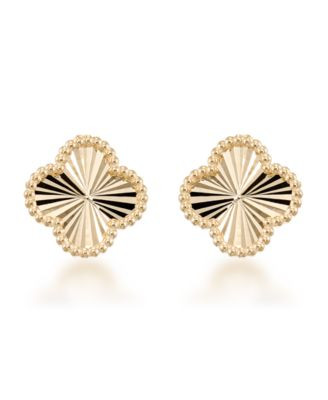 Macy's Textured Clover Stud Earrings in 10k Yellow Gold - Yellow | Macy's