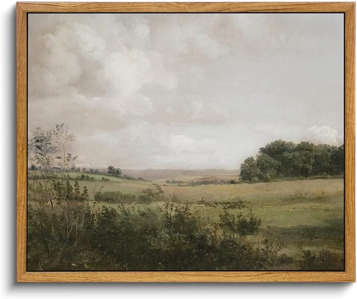 VIYYIEA Framed Canvas Wall Art Room Decor, Vintage Landscape Art Prints, Vast Grassland Rustic Fa... | Amazon (US)
