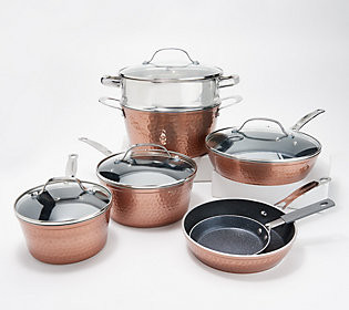 Granite Stone Diamond 11-Pc Hammered Finish Cookware Set | QVC