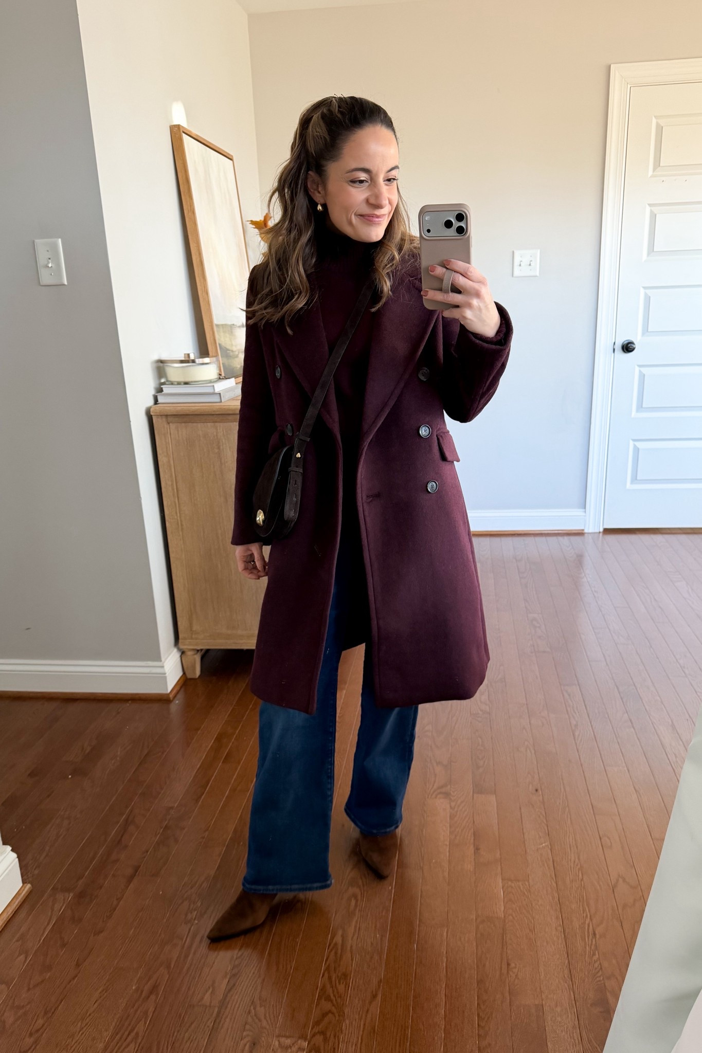 What I wore today! 

Jeans (Madewell): petite 24 pipestone wash 
Sweater (BR Factory): xxs 
Coat(BR Factory): petite xxs 
Boots (J.Crew): tts 
Bag (Madewell) 

#LTKCyberWeek #LTKPetite