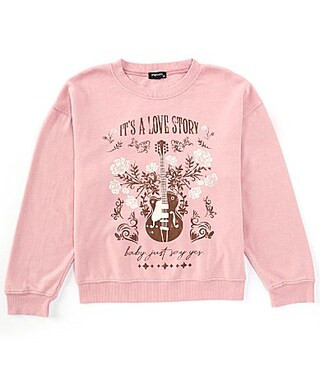Originality Big Girls 7-16 Long Sleeve Love Story Fleece Sweatshirt - S | Dillard's
