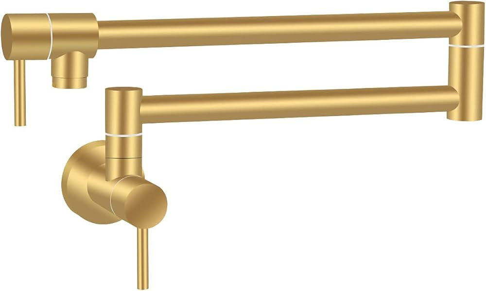 KWODE Gold Pot Filler Faucet 24 Inch Brass Commercial Wall Mount Kitchen Sink Faucet Folding Stre... | Amazon (US)