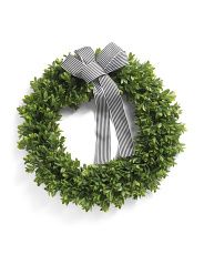 28in Boxwood Wreath With Bow | TJ Maxx