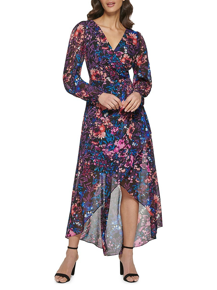 Guess Women's Floral Screenprint High-Low Dress - Black Multi - Size 4 | Saks Fifth Avenue OFF 5TH
