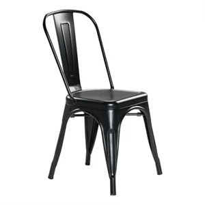 Plate Import Black Metal Industrial Rustic Dining Chairs (Set of 4) | Cymax