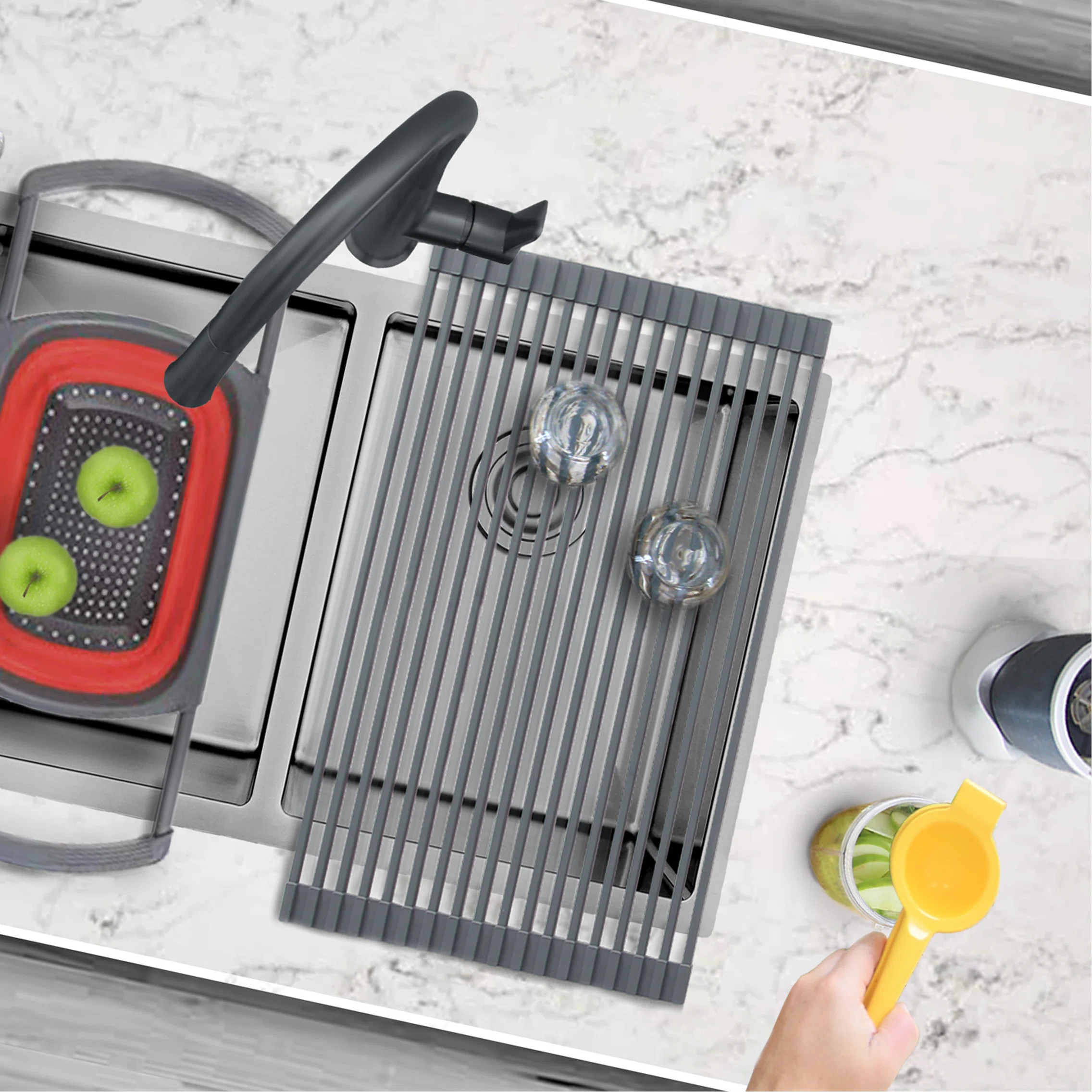 STYLISH Flex 20 inch Over The Sink Roll-up Dish Drying Rack | Wayfair North America
